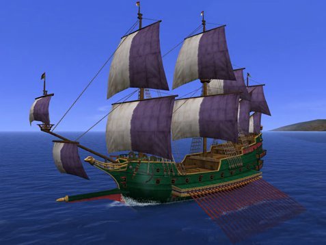 《大航海時代 Online》可同時對應炮擊、肉搏戰的「鄂圖曼加萊塞排槳帆船」