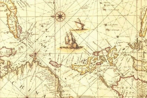 02開發團隊研究各類航海相關史料，圖為15世紀中古歐洲的航海圖